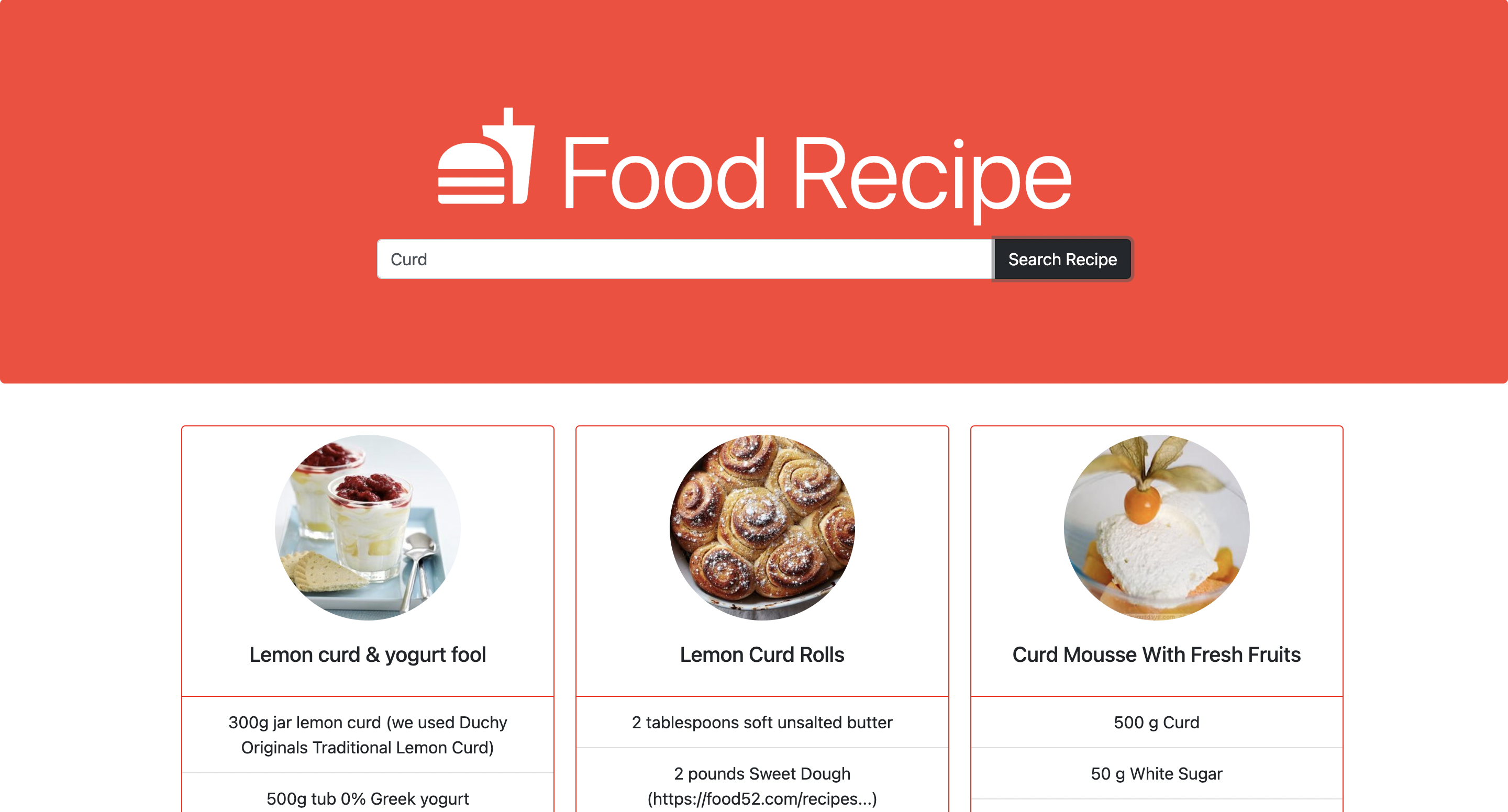 Food Recipe : Web Application